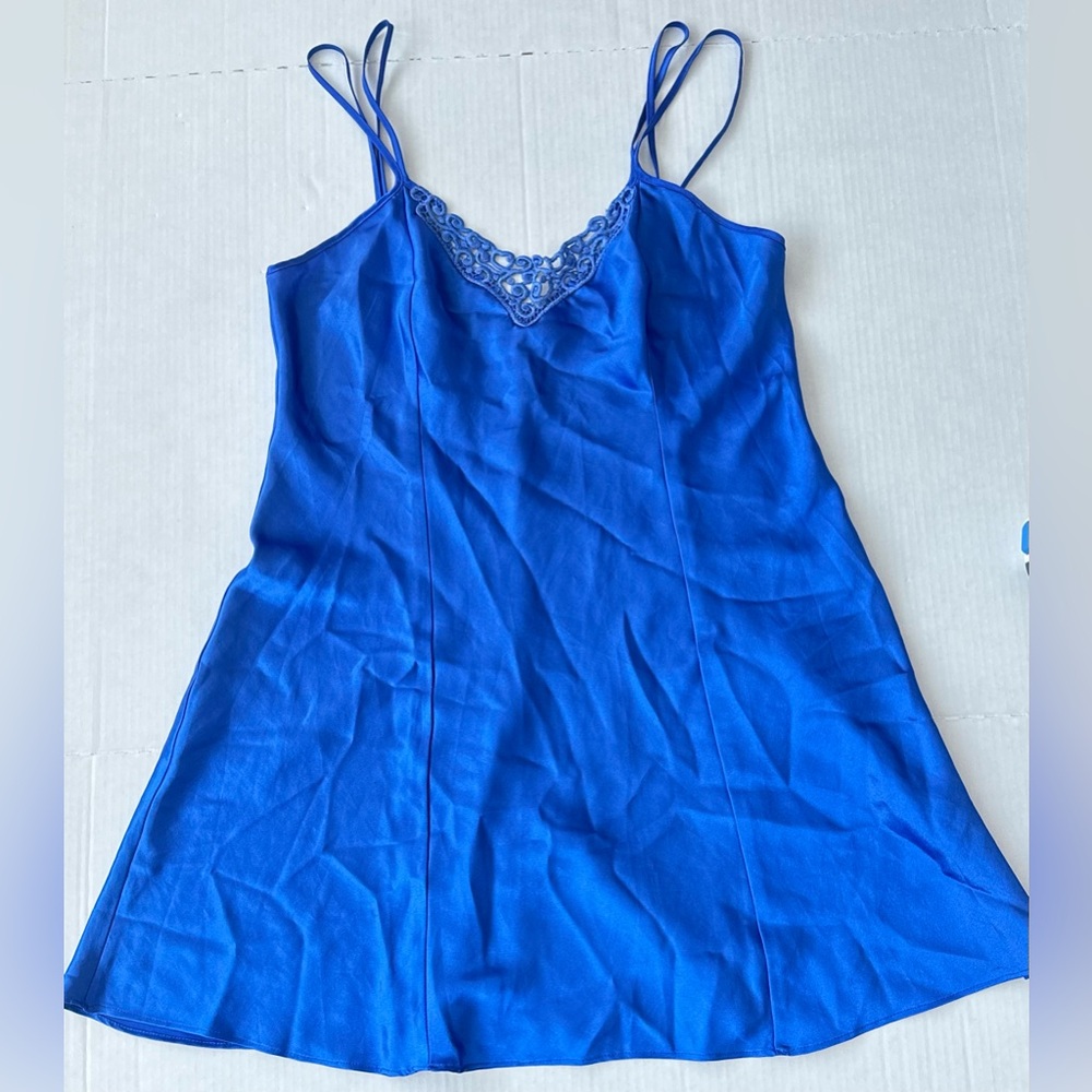 Women’s Expressions‎ Blue Slip Dress Nighty Lingerie Sz Medium Vintage